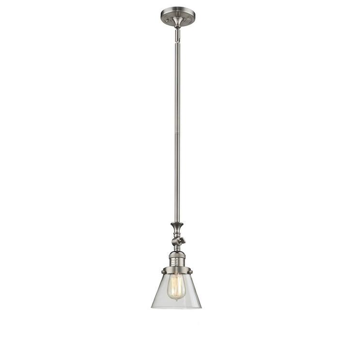 Innovations Lighting Small Cone 6" Wide Adjustable Mini Pendant - Brushed Satin Nickel / Clear