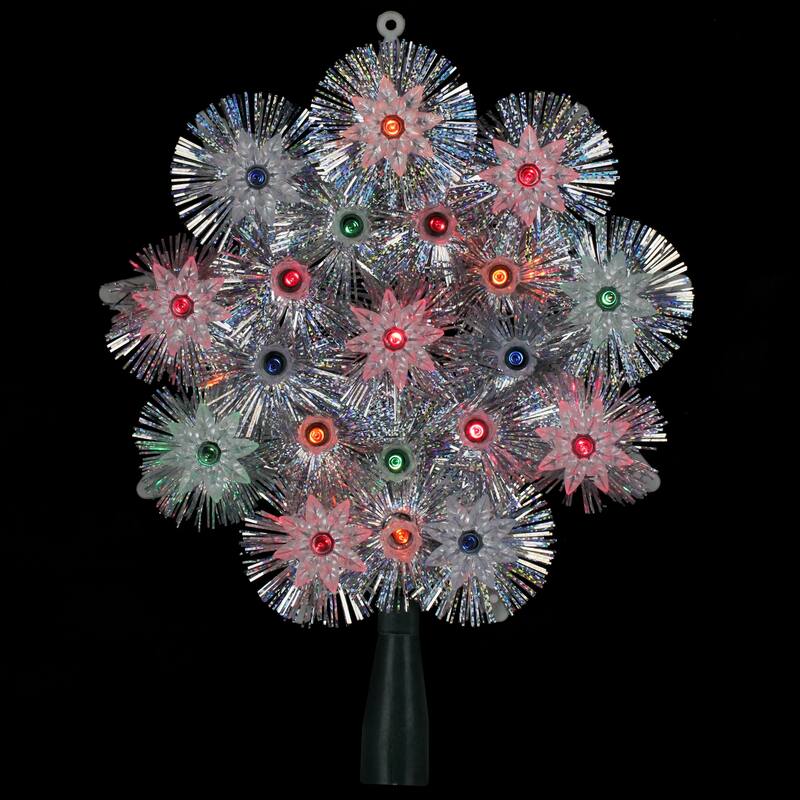 8" Pre-Lit Silver Retro Starburst Christmas Tree Topper - Multicolor Lights - 8