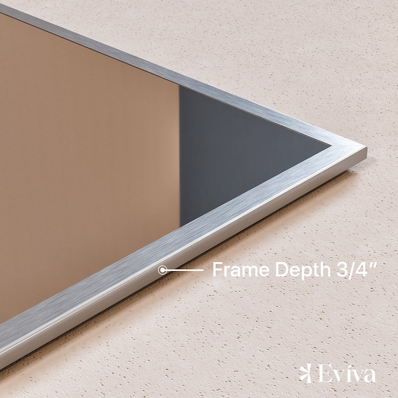 Eviva Sax 24" x 30" Rectangular Brushed Nickel Metal Framed Mirror - Brushed Nickel