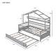 preview thumbnail 3 of 7, Twin Size Wooden House Bed Kids Bed with Trundle and Shelf for Home