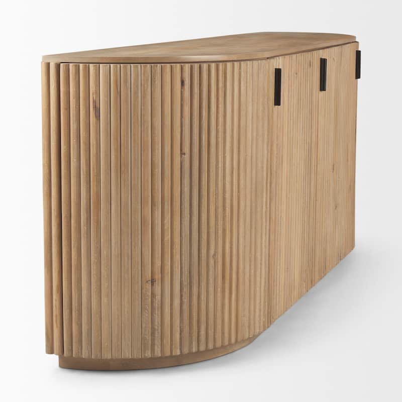 Terra Dark Brown Solid Wood Fluted Sideboard - 72.0L x 18.5W x 32.0H