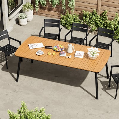 Outdoor Patio Dining Table Rectangular Aluminum Outdoor Table for 6/8/10 Person