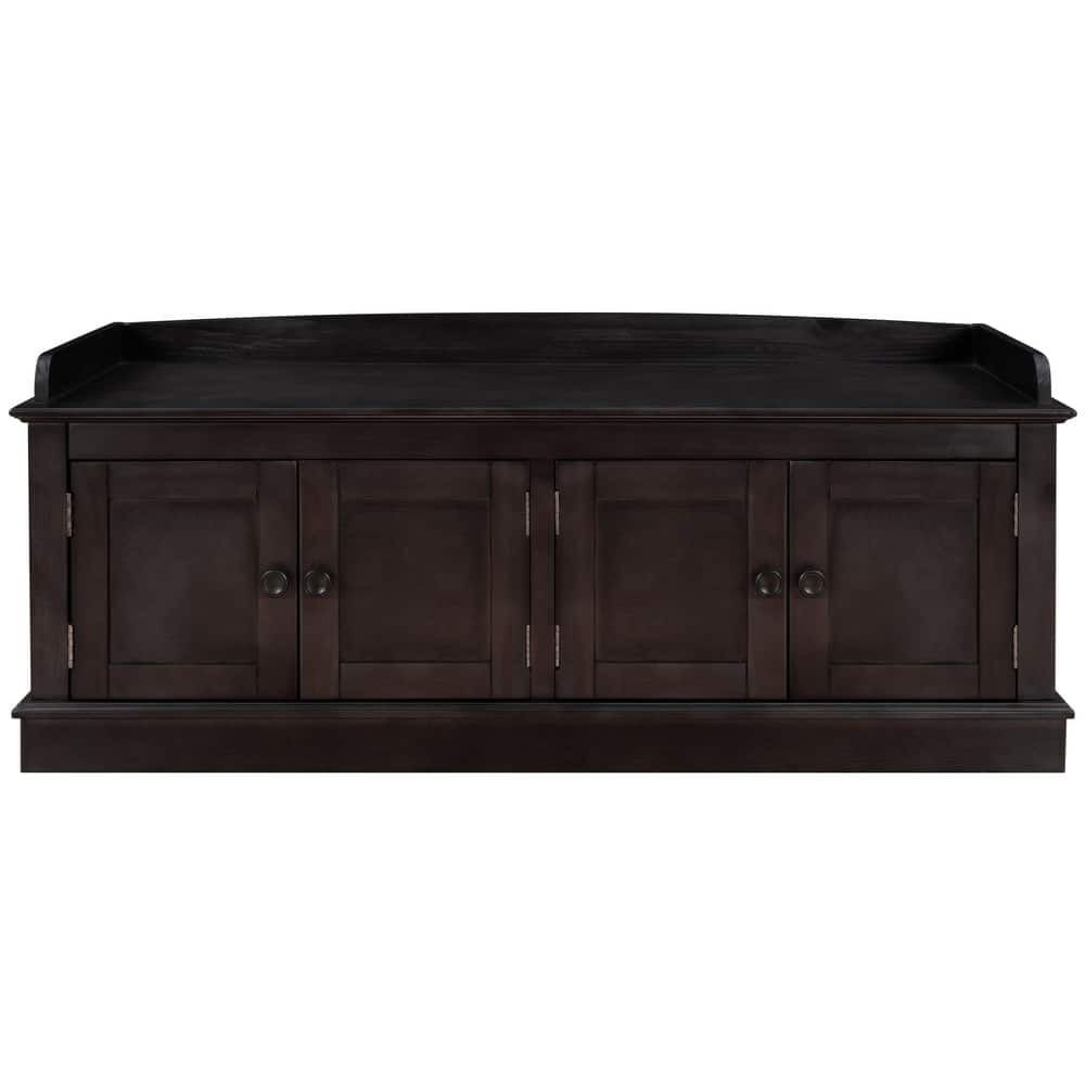 4-door Storage Bench with Adjustable Shelves and Removable Cushion - 42.7"L x 15.9"W x 17.4"H