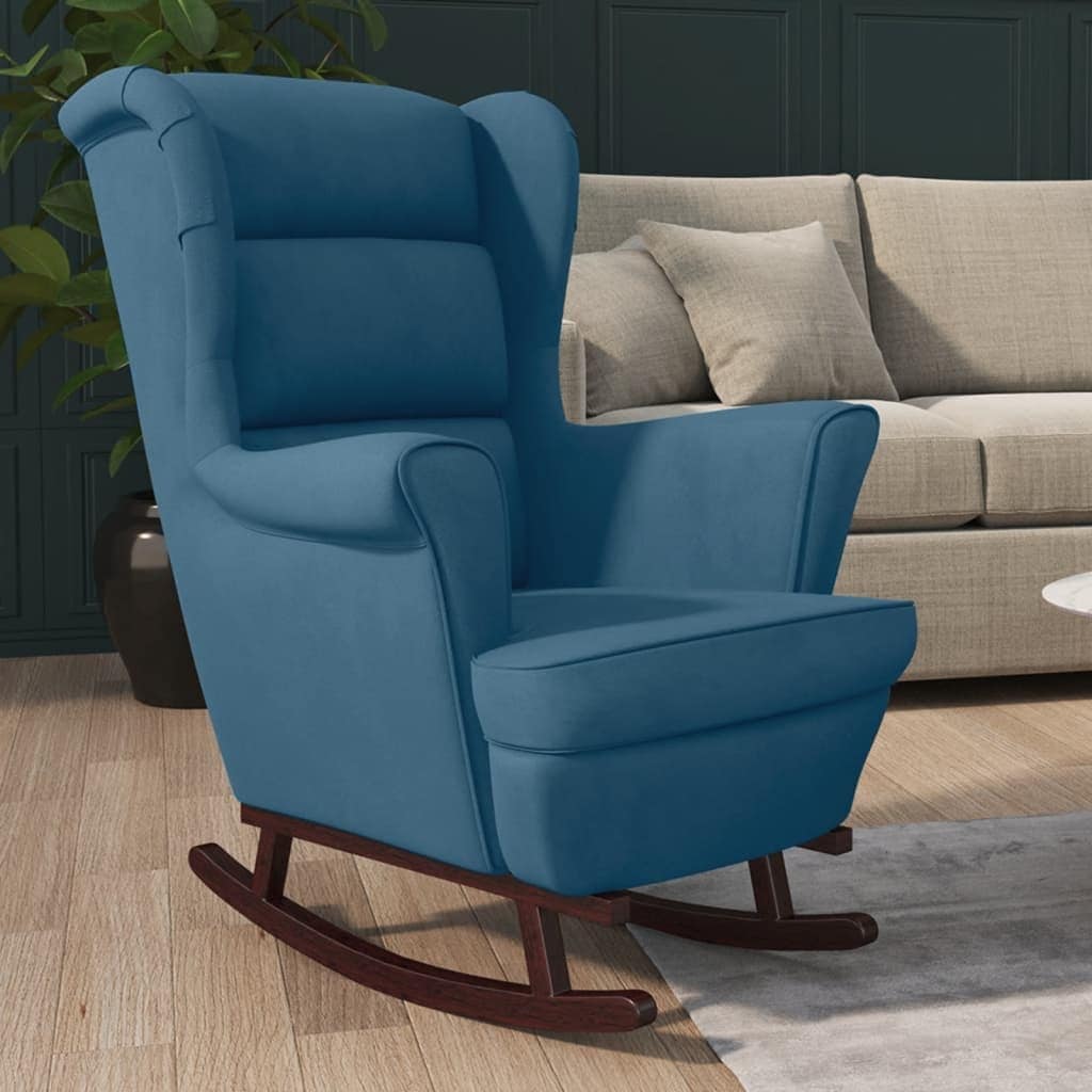 vidaXL Rocking Chair with Solid Wood Rubber Legs Accent Rocker Armchair Velvet - 29.1