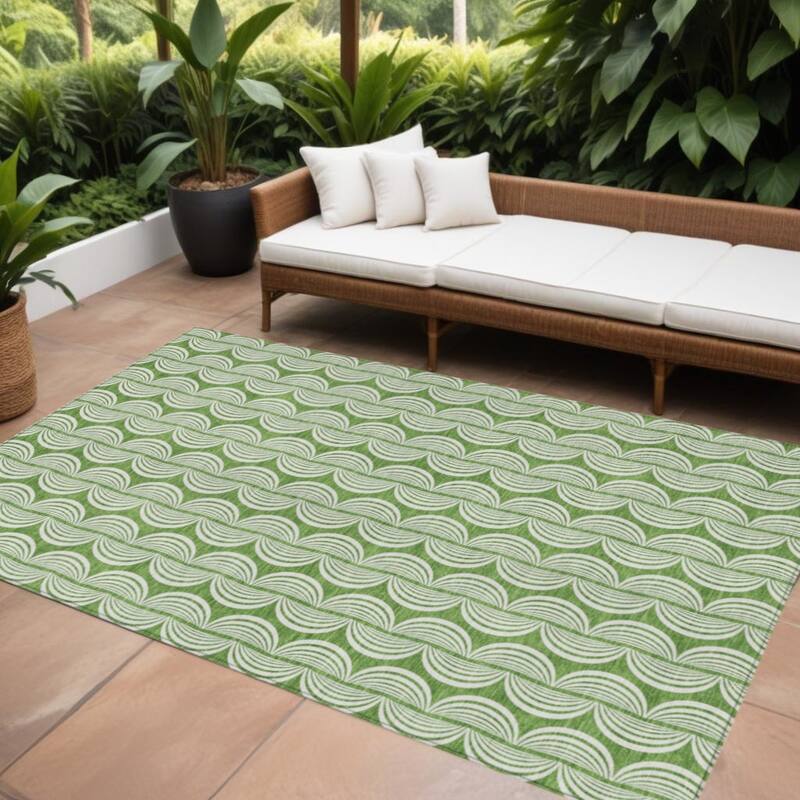 HomeRoots Ogee Transitional Rectangle Outdoor Rug - 9' X 12'