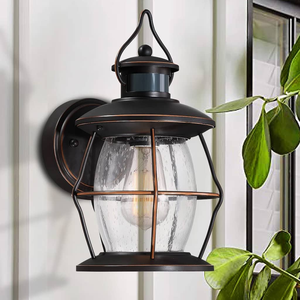 Motion sensor wall lights dusk to dawn wall sconce light fixture farmhouse glass porch light