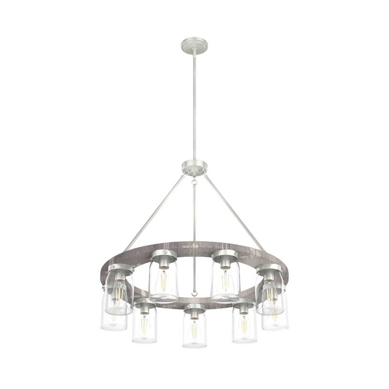 Hunter Devon Park 9-Light Chandelier, Wagon Wheel - Dining Room - Rustic, Farmhouse, Clear Glass