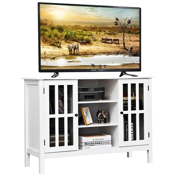 images White Media Cabinet With Glass Doors usd