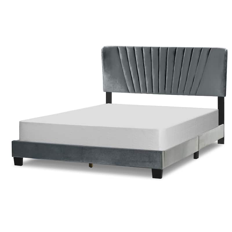 Autumn Fabric Queen Bed with Decorative Stitching