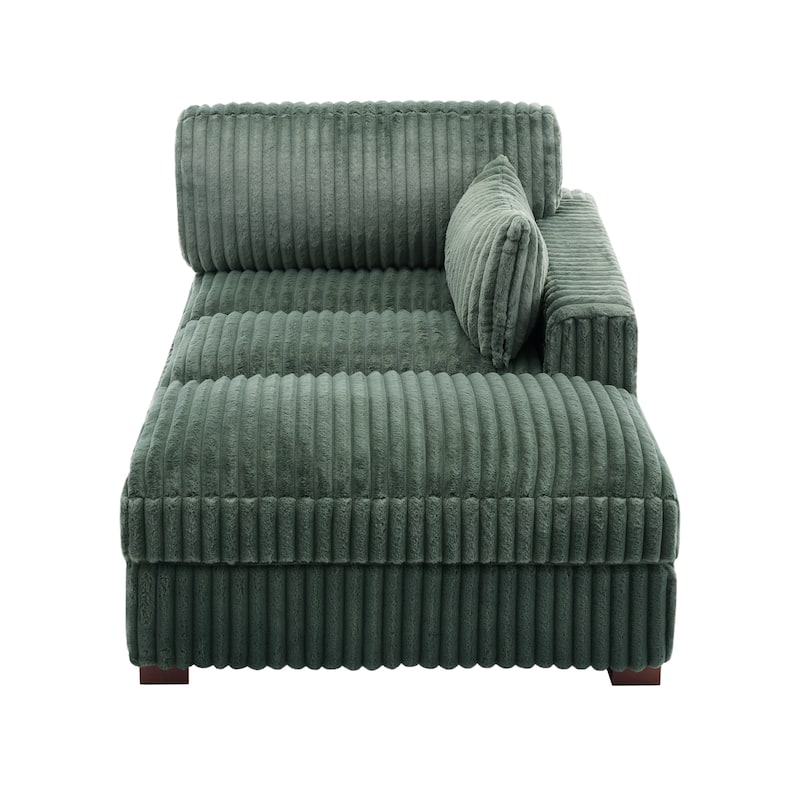 41" W Plush Corduroy Chaise Lounge with Pillows