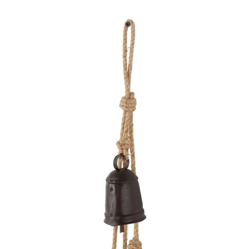 White or Black Metal Cluster Indoor Outdoor Decorative Bells with Jute Hanging Rope