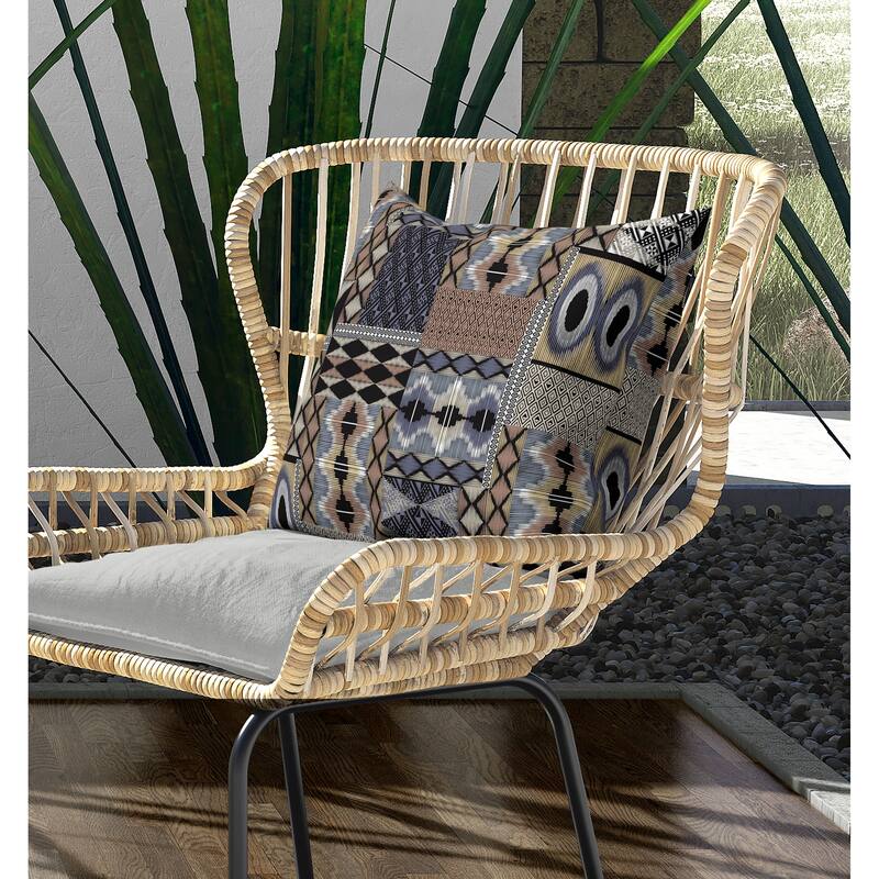 Patched Perfection Indoor/Outdoor Reversible Throw Pillow Gray and Cinereous