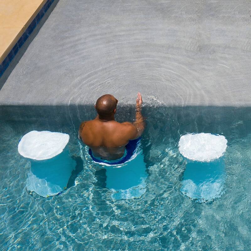 Ledge Lounger In Pool Barstools, Outdoor Patio, 33" Height - Set of 2