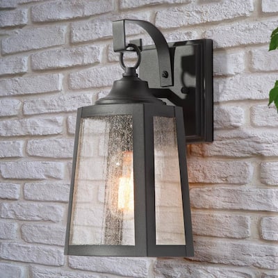 Aary Farmhouse Black Motion Senser Outdoor Wall Sconce, 1-Light Modern Wall Lantern Sconce - L5.5"*W5.9"*H11"