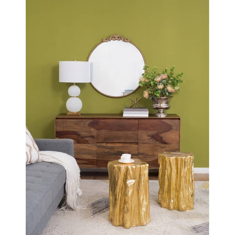 Classic Baroque Style Round Wall Mirror - 32" - Gold