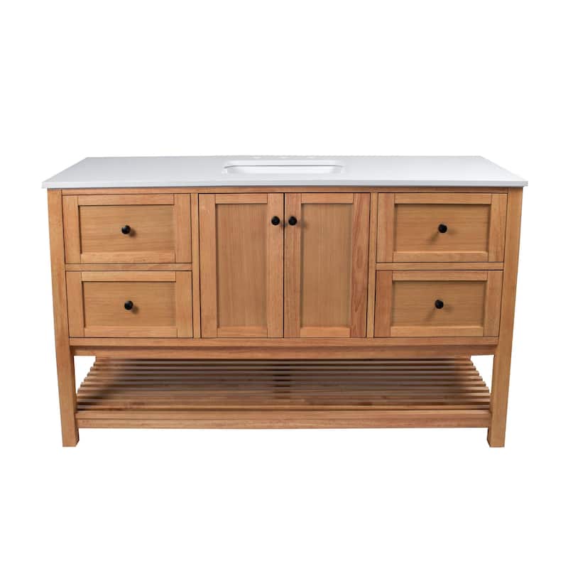 KitchenBathCollection Lakeshore 60" Single Bathroom Vanity with Engineered White Top