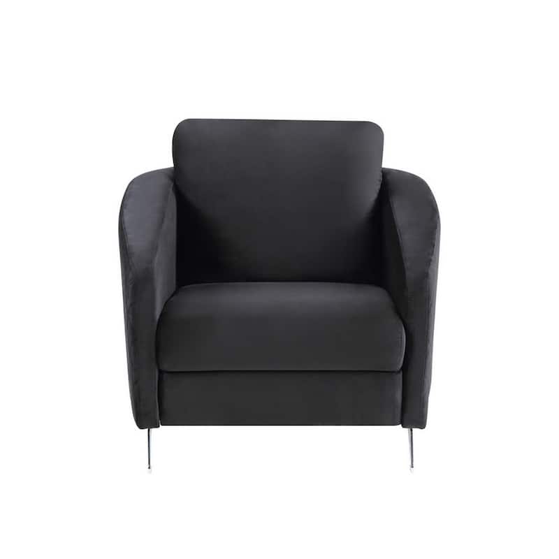 Hida 36 Inch Modern Accent Armchair, Crisp Diamond Stitching, Black Velvet