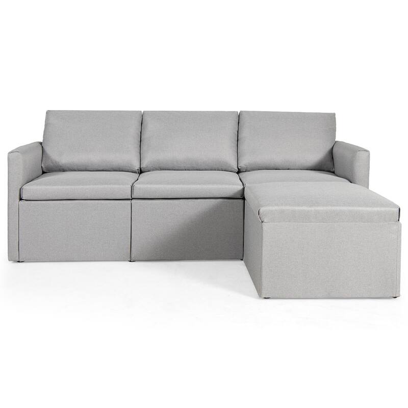 Gymax Convertible L-shaped Sectional Sofa Couch Chaise w/ Ottoman - See Details