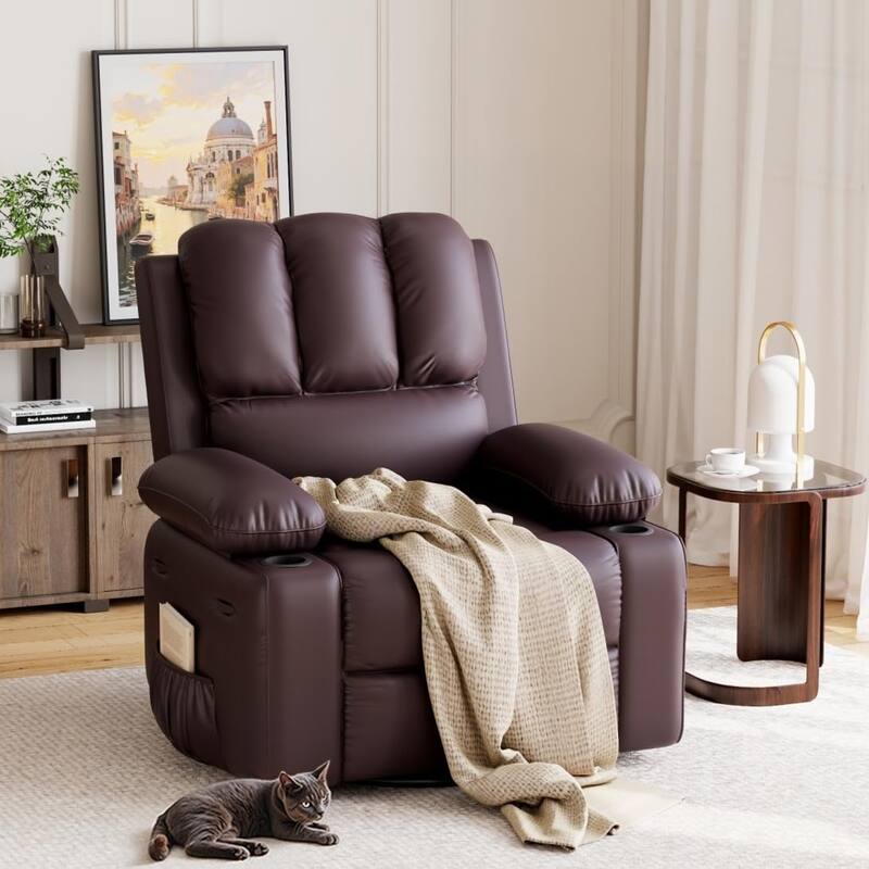 360° Swivel Oversized Recliner Chairs with Heat and Massage