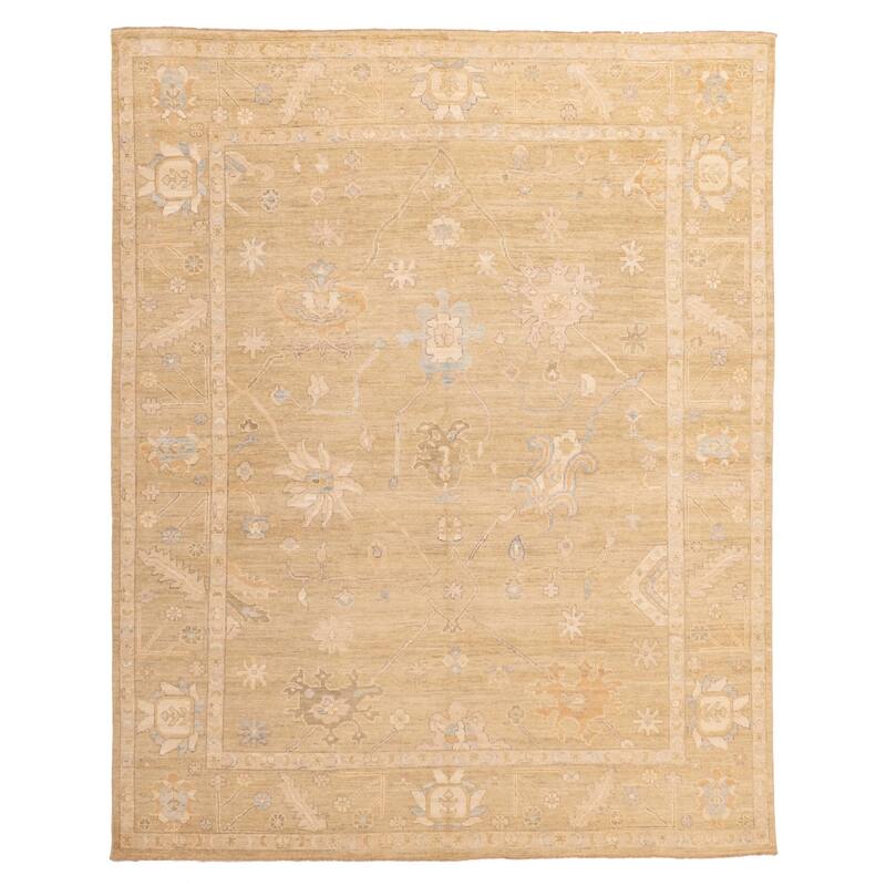 ECARPETGALLERY Hand-knotted Peshawar Oushak Olive Green Wool Rug - 8'1 x 9'10
