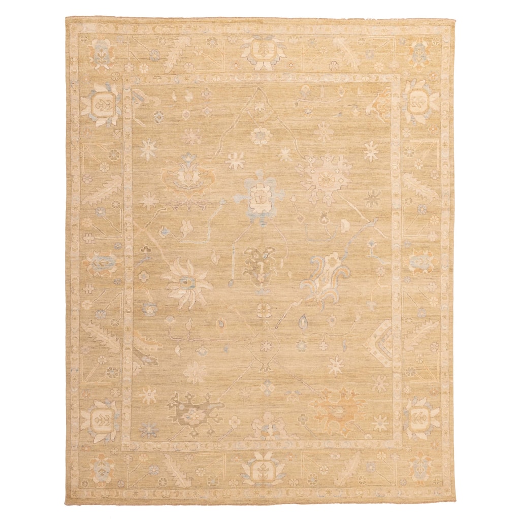 ECARPETGALLERY Hand-knotted Peshawar Oushak Olive Green Wool Rug - 8'1 x 9'10