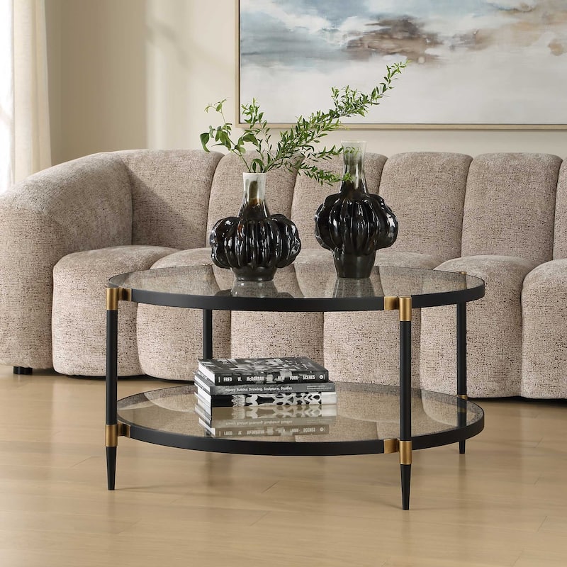 Uttermost Chadid Round Glass Coffee Table - 39.00" W x 18.25" H x 39.00" D