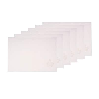 Neutral Maple Leaves Placemats Set of 6, 14" x 20"