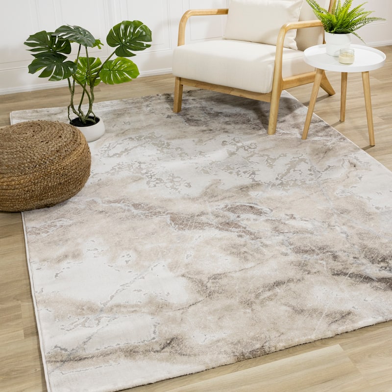 London Collection - Cream Beige Brown Soft Abstract Indoor Area Rug