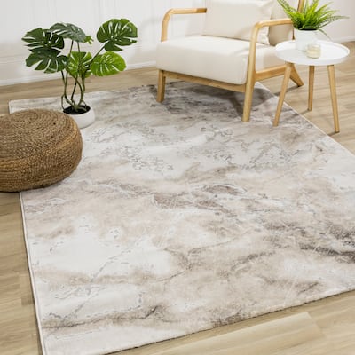 London Collection - Cream Beige Brown Soft Abstract Indoor Area Rug