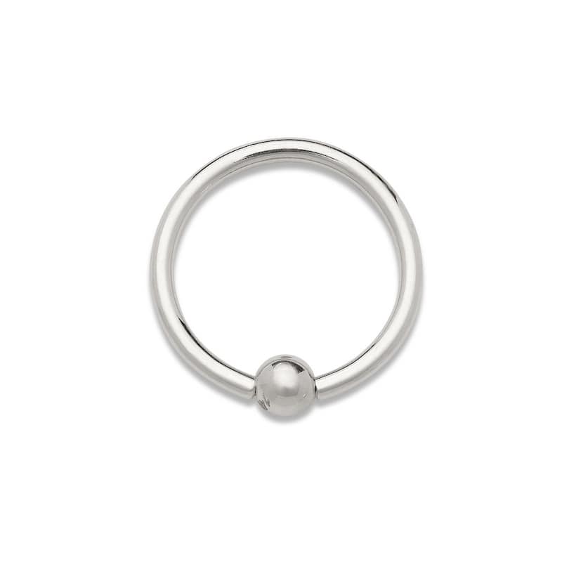 Curata Solid 14k Yellow or White Gold 16G Small 2mm Bead Hoop Lip Eyebrow Cartilage Tragus Nose Ring