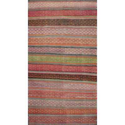 Hand Woven Oriental 100% Wool Carpet Southwestern Tribal Multi-Colored Kilim Area Rug - 9' 9'' X 5' 11''