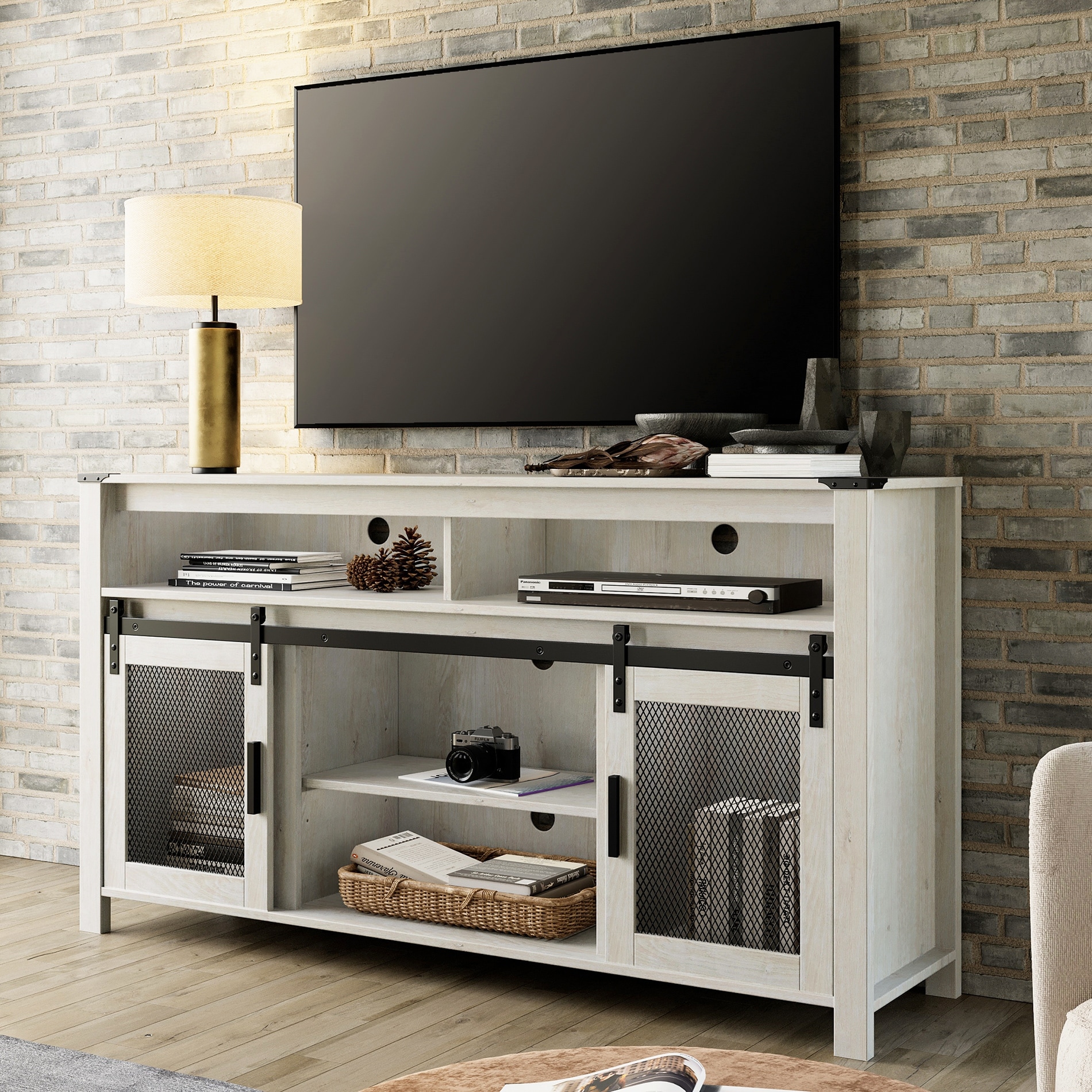 Tall white 2025 tv stand