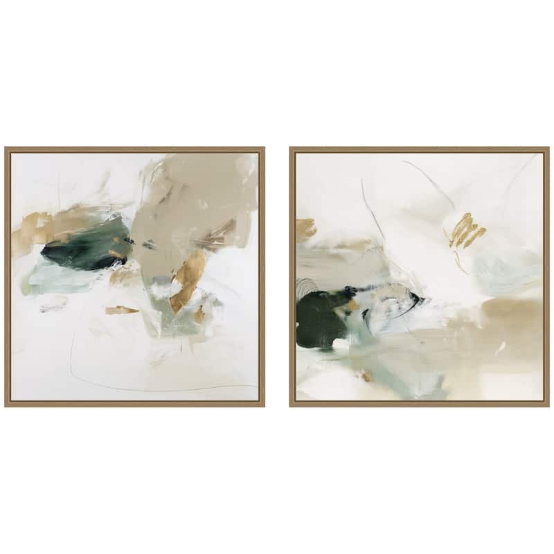 Kate and Laurel Field No. 1 & No. 2 2 Piece Framed Canvas Wall Art Set by Amy Lighthall - 2 Piece Set 22x22 - Gold