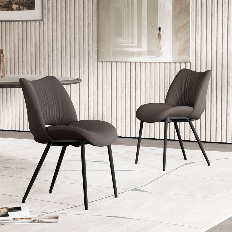 Modern PU Leather Dining Chairs Set of 2, Upholstered Kitchen Chairs