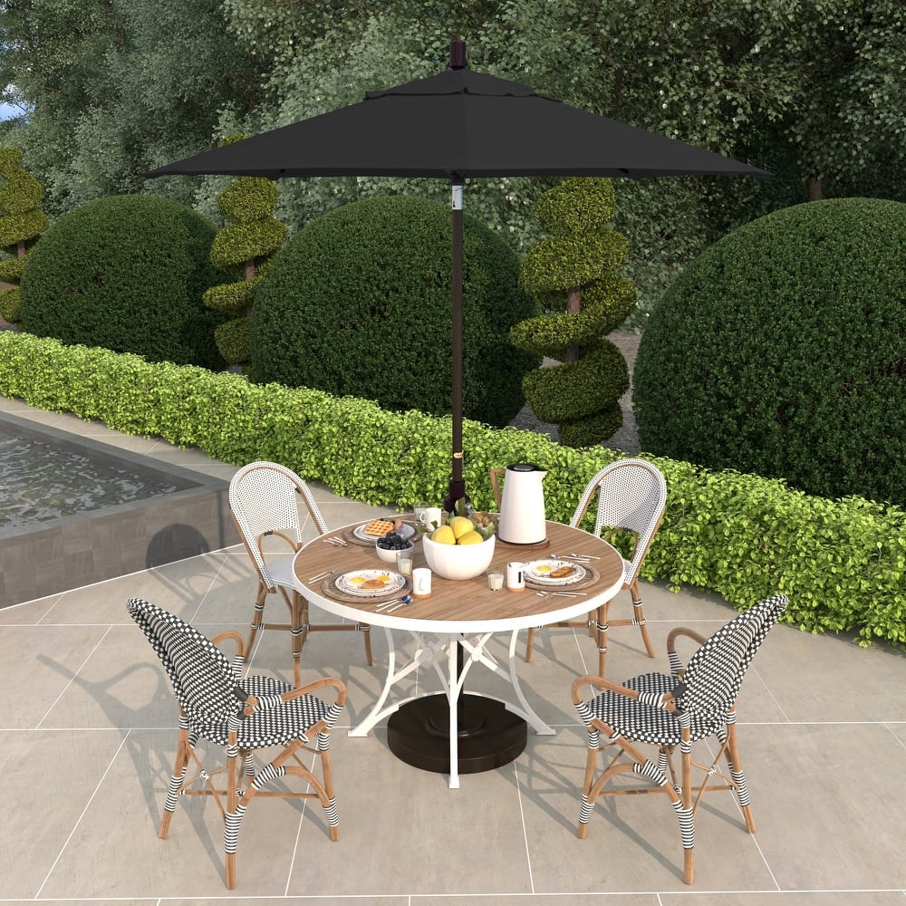 California Umbrella 7.5' Sun Master Patio Umbrella Bronze Aluminum Pole Fiberglass Ribs Crank Lift Tilt Sunbrella Cilantro