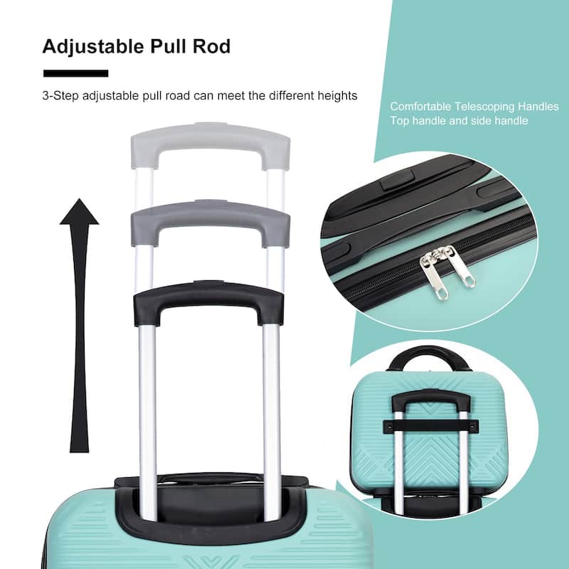 4-piece ABS lightweight suitcase, 14 inch makeup box, aircraft wheels (14/20/24/28)