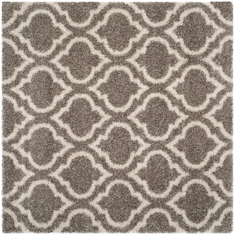SAFAVIEH Hudson Shag Sheilah Moroccan 2-inch Thick Rug - 7' Square - Grey/Ivory
