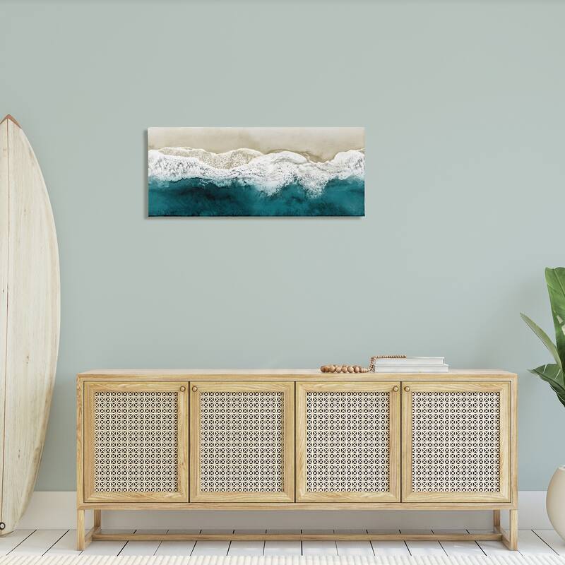 Stupell Foamy Beach Coast Deep Blue Ocean Water Canvas Wall Art