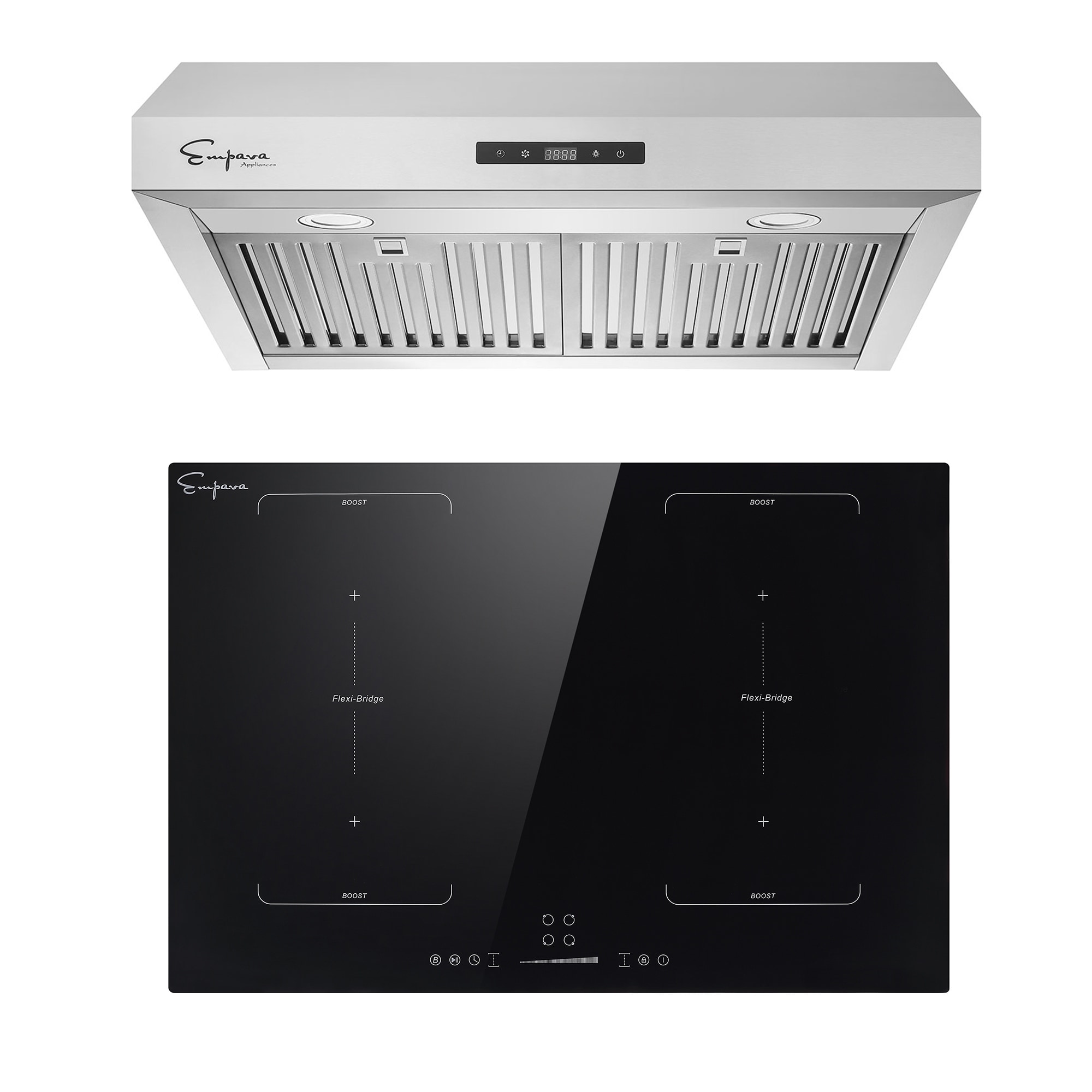 Empava 2 Piece Kitchen Appliances Packages Including 30" Induction Cooktop and 30" Under Cabinet Range Hood