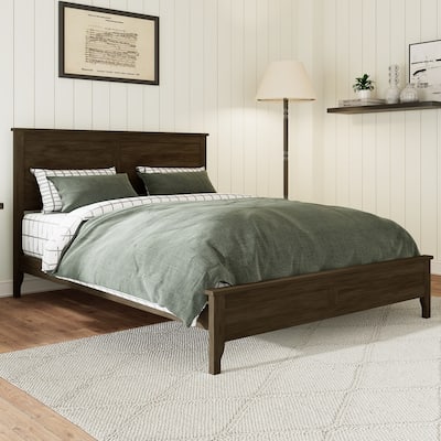 Modern Solid Wood King Size Platform Bed with Sturdy Wooden Slats Support,No Box Spring Needed
