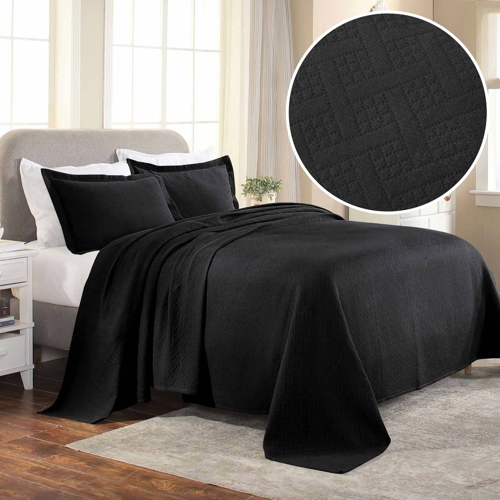 Superior Basketweave Cotton Decorative Bedspread Set