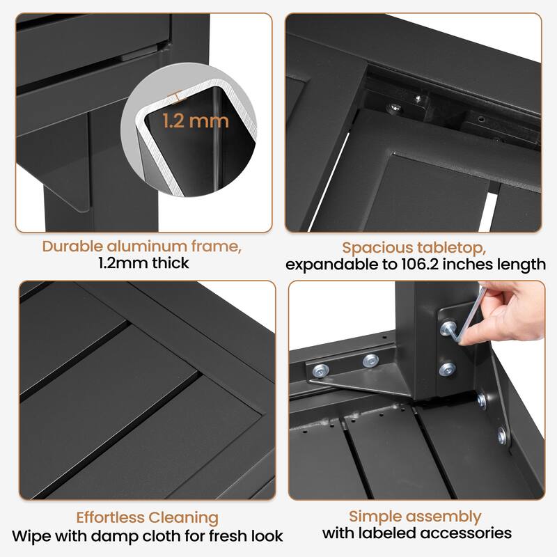 5/7/11-Piece Set Outdoor Aluminum Extendable Patio Dining Set Rectangle Table with Rattan Chairs