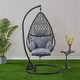 preview thumbnail 1 of 8, Patio PE Rattan Swing Chair With Stand and Leg Rest Grey