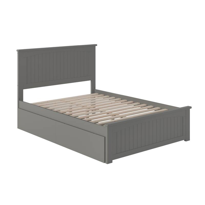 Nantucket Full Platform Bed with 2 Bed Drawers in Grey