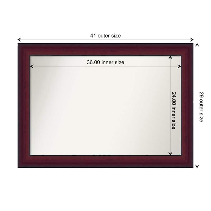 Canterbury Cherry Non-Beveled Wood Framed Bathroom Vanity Wall Mirror - Canterbury Cherry - Glass Size 36x24