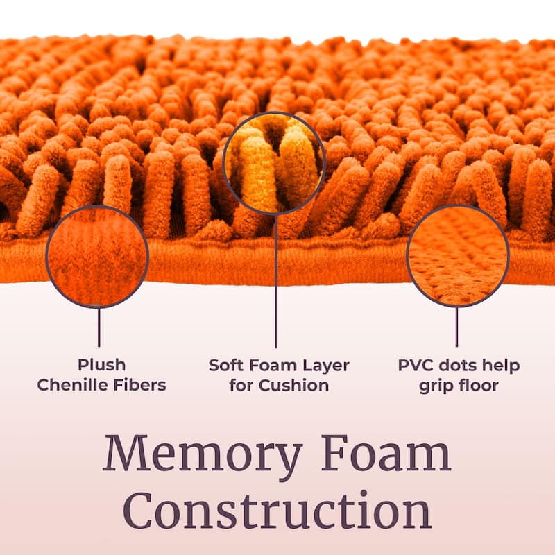 58x24-Inch Bathroom Runner with Non-Slip Backing - Absorbent High-Pile Chenille Memory Foam Bathroom Rug by Windsor Home