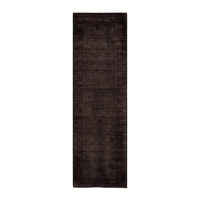 Overton Hand Knotted Wool Vintage Inspired Modern Contemporary Overdyed Brown Runner Rug - 2' 6" x 10' 8"