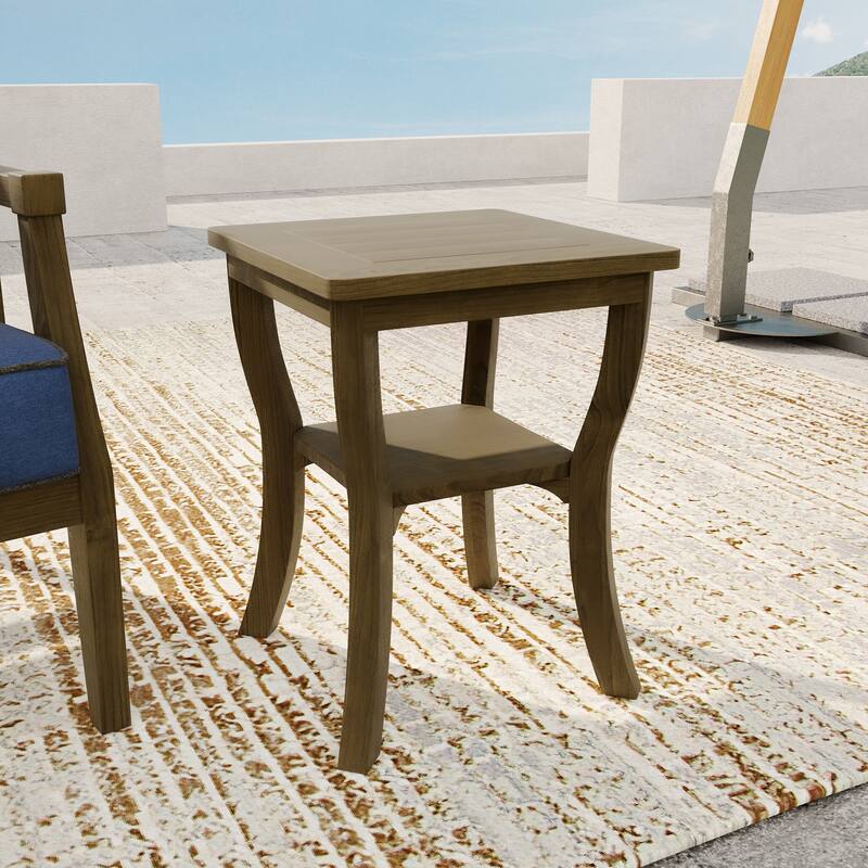 2 Set Brown Wood Outdoor Accent Club Chairs with Water-Resistant Cushions