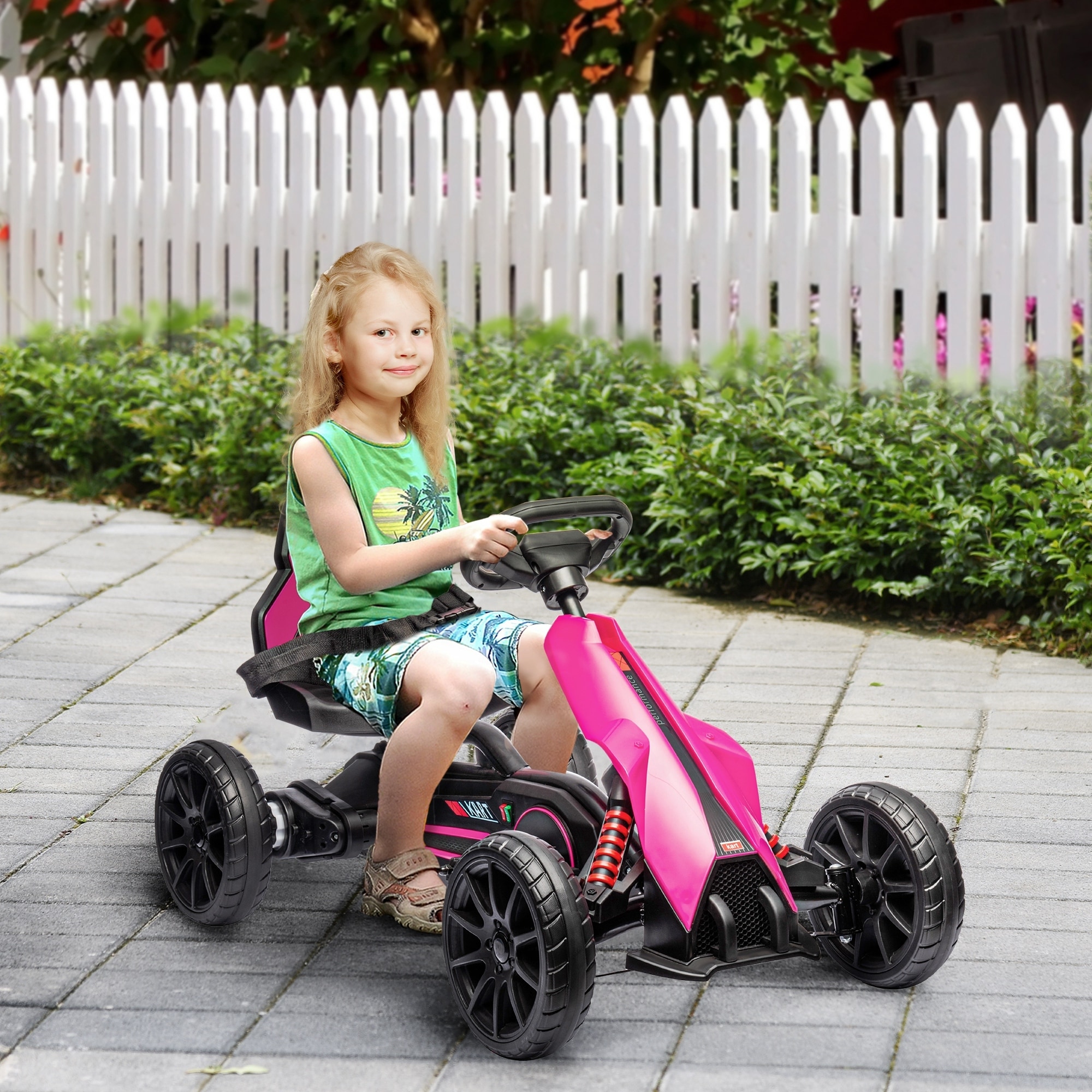 Aosom 12V Electric Go Kart for Kids, Outdoor Ride-On Toy with Forward Backward Drive & Adjustable Speed