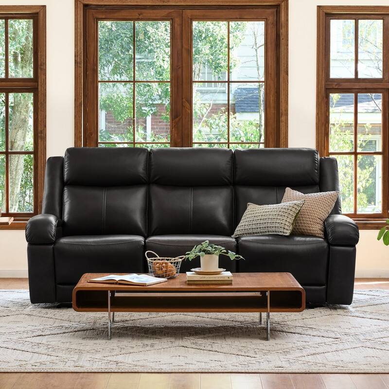 Spruce & Spring Hadlee Genuine leather Reclining Sofa with Multi-Function Console.